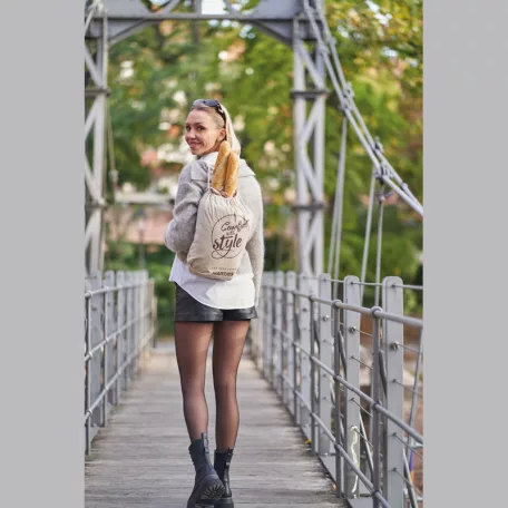 Újrahasznosított pamut tornazsák, 140 g/m²