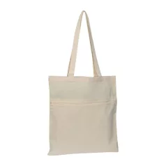 Pamut táska cipzáros zsebbel, 140g / m²