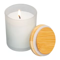 Gyertya matt üvegben bambusz fedővel