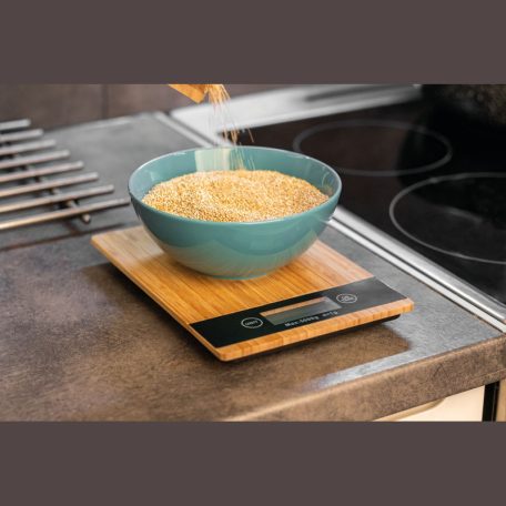 Digitális konyhai mérleg, bambuszból