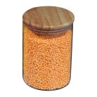 Boroszilikát üvegedény fenyőfa tetővel, 700 ml