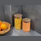 Boroszilikát üvegedény fenyőfa tetővel, 700 ml