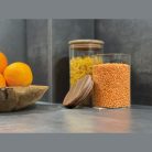 Boroszilikát üvegedény fenyőfa tetővel, 700 ml