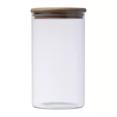 Boroszilikát üvegedény fenyőfa tetővel, 1000 ml