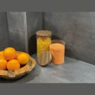 Boroszilikát üvegedény fenyőfa tetővel, 1000 ml
