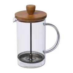 Üveg kávé- vagy teafőző bambusz tetővel, 600 ml