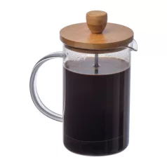 Üveg kávé- vagy teafőző bambusz tetővel, 600 ml