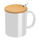 Kerámia bögre kanállal és bambusz tetővel, 300 ml