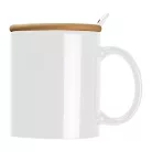 Kerámia bögre kanállal és bambusz tetővel, 300 ml