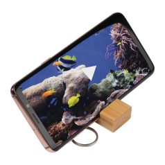 Bambusz kulcstartó mobiltelefon támasszal