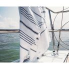 Olima OL1000 90x170cm-es fürdőlepedő, fehér-kék csíkokkal