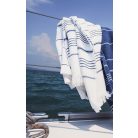 Olima OL1000 90x170cm-es fürdőlepedő, fehér-kék csíkokkal