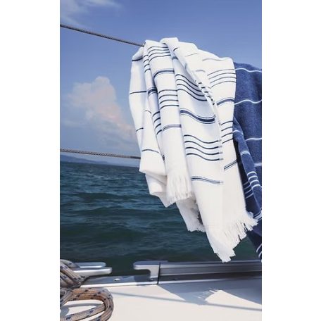 Olima OL1000 90x170cm-es fürdőlepedő, fehér-kék csíkokkal