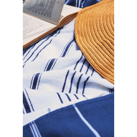 Olima OL1000 90x170cm-es fürdőlepedő, fehér-kék csíkokkal