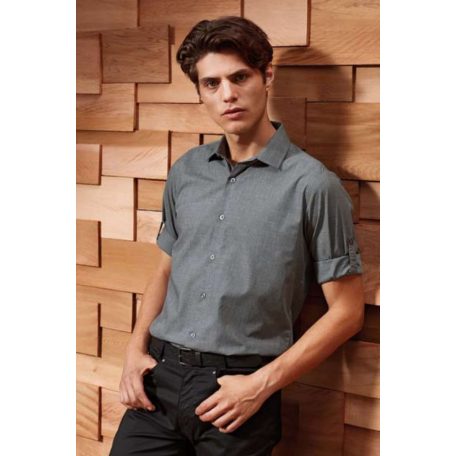 PR217 MEN'S CROSS-DYE ROLL SLEEVE POPLIN BAR SHIRT