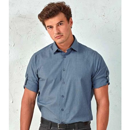 PR217 MEN'S CROSS-DYE ROLL SLEEVE POPLIN BAR SHIRT