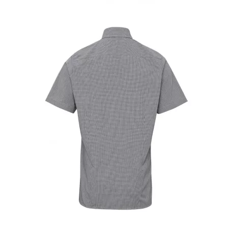 PR221 Férfi rövidujjú pamut ing, fekete/fehér