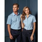 PR221 Férfi rövidujjú pamut ing, világoskék/fehér