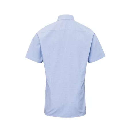 PR221 Férfi rövidujjú pamut ing, világoskék/fehér