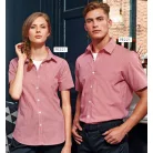 PR221 Férfi rövidujjú pamut ing, piros/fehér