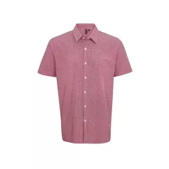PR221 Férfi rövidujjú pamut ing, piros/fehér