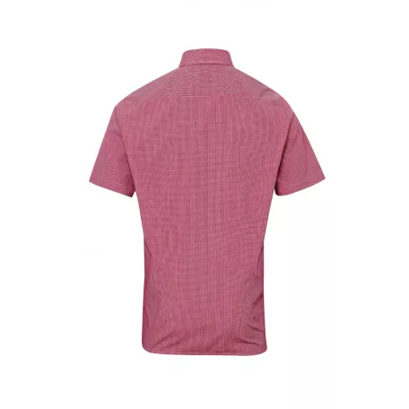 PR221 Férfi rövidujjú pamut ing, piros/fehér