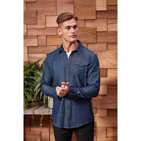 PR222 MEN’S JEANS STITCH DENIM SHIRT