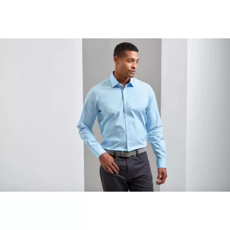 PR244 MEN'S STRETCH-FIT COTTON POPLIN LONG SLEEVE SHIRT