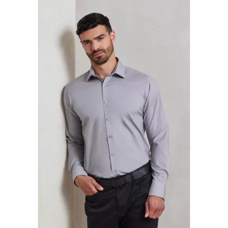 PR244 MEN'S STRETCH-FIT COTTON POPLIN LONG SLEEVE SHIRT