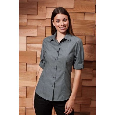 PR317 WOMEN'S CROSS-DYE ROLL SLEEVE POPLIN BAR SHIRT