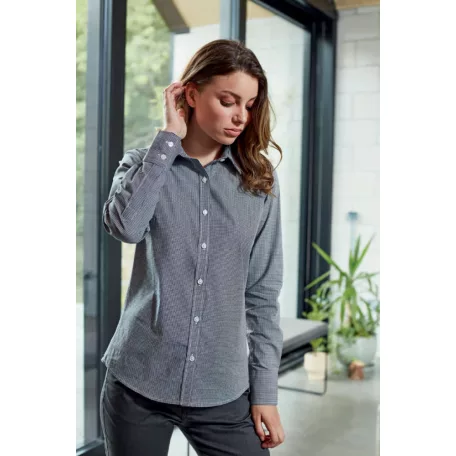 PR320 WOMEN'S LONG SLEEVE GINGHAM MICROCHECK SHIRT