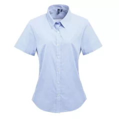 PR321 WOMEN'S SHORT SLEEVE GINGHAM MICROCHECK SHIRT