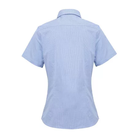 PR321 WOMEN'S SHORT SLEEVE GINGHAM MICROCHECK SHIRT