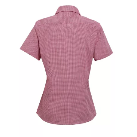 PR321 WOMEN'S SHORT SLEEVE GINGHAM MICROCHECK SHIRT