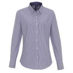   Premier PR338 WOMEN'S COTTON RICH OXFORD STRIPES SHIRT XS
