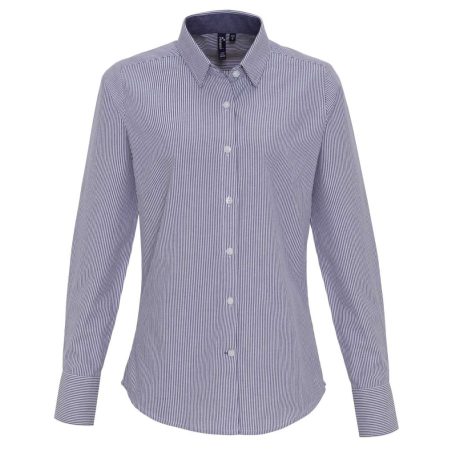 Premier PR338 WOMEN'S COTTON RICH OXFORD STRIPES SHIRT XS