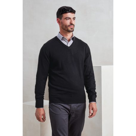 PR400 V nyakú kötött férfi pulóver
