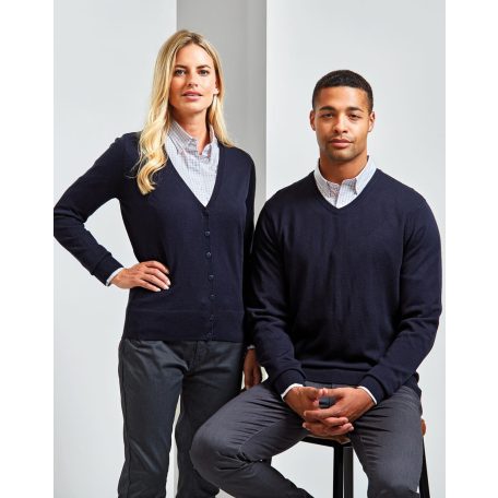 PR400 V nyakú kötött férfi pulóver