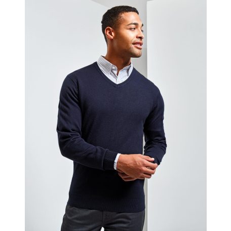 PR400 V nyakú kötött férfi pulóver