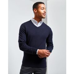 PR400 V nyakú kötött férfi pulóver